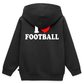 Ich liebe Fußball Humor Fuß Fußball - Kinder Premium Organic Zip Hoodie - Schwarz - Hinten - AI Model Kid Male (0cm)