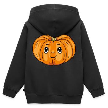 Émotion de citrouille timide - Sweat Premium à capuche zippé enfant bio - noir - Dos - AI Model Kid Male (0cm)