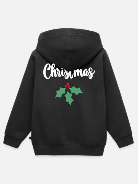 Weihnachts-Stechpalme - Kinder Premium Organic Zip Hoodie - Schwarz