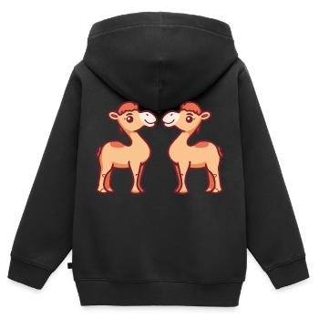 Kamel Paar Liebe Valentinstag - Kinder Premium Organic Zip Hoodie - Schwarz - Hinten - AI Model Kid Male (0cm)