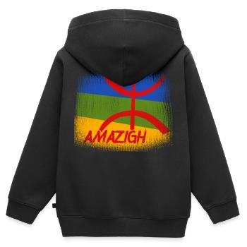 Amazigh Mon Origine Maroc Algerien Rif Souss Kabyle - Kinder Premium Organic Zip Hoodie - Schwarz - Hinten - AI Model Kid Male (0cm)