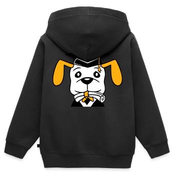 Dog School Graduation Certificate Gymnasium College Abi - Kids Premium Organic Zip-up Hoodie - black - Back - AI Model Kid Male (0cm)