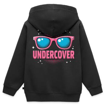 Discours d’infiltration - Costume drôle avec Sun Bril - Sweat Premium à capuche zippé enfant bio - noir - Dos - AI Model Kid Male (0cm)