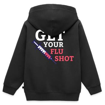 Faites-vous vacciner contre la grippe Aidant - Sweat Premium à capuche zippé enfant bio - noir - Dos - AI Model Kid Male (0cm)