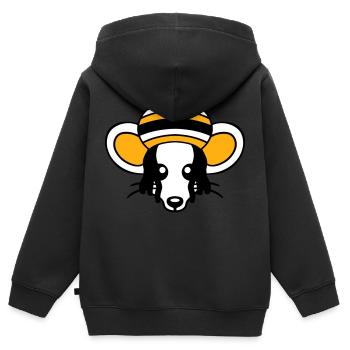 Souris Raggae Jamaica Chapeau Rasta Lure Chill Hat - Sweat Premium à capuche zippé enfant bio - noir - Dos - AI Model Kid Male (0cm)