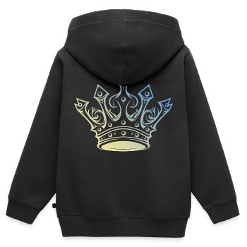 Couronne royale - Sweat Premium à capuche zippé enfant bio - noir - Dos - AI Model Kid Male (0cm)
