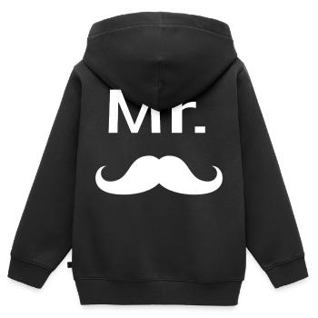 Mister Schnurrbart Gentleman Hipster - Kinder Premium Organic Zip Hoodie - Schwarz - Hinten - AI Model Kid Male (0cm)