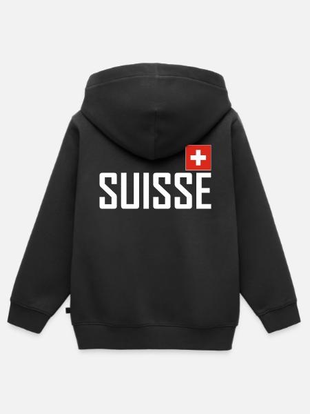 Switzerland - Flag - Schwiiz - Suisse - Switzerland - Kids Premium Organic Zip-up Hoodie - black