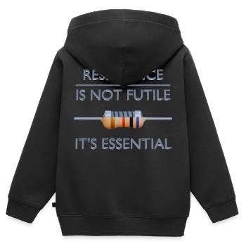 Widerstand ist nicht zwecklos, er ist unerlässlich - Kinder Premium Organic Zip Hoodie - Schwarz - Hinten - AI Model Kid Male (0cm)