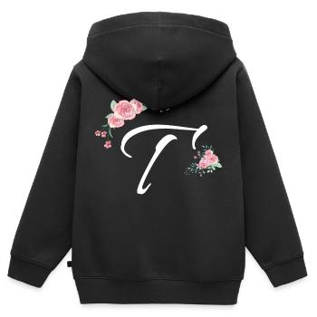 Brief und Blumen - Kinder Premium Organic Zip Hoodie - Schwarz - Hinten - AI Model Kid Male (0cm)