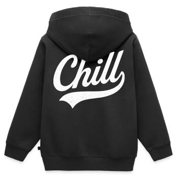 Chill en Style rétro tranquille - Sweat Premium à capuche zippé enfant bio - noir - Dos - AI Model Kid Male (0cm)