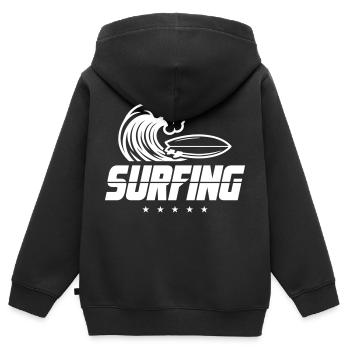 Planche de surf - Sweat Premium à capuche zippé enfant bio - noir - Dos - AI Model Kid Male (0cm)