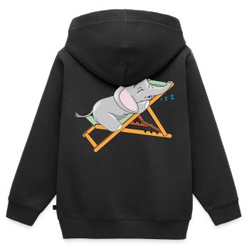 Baby elephant is sleeping on the deck chair - Kids Premium Organic Zip-up Hoodie - black - Back - AI Model Kid Male (0cm)