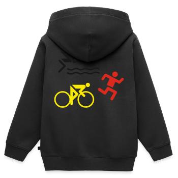 Triathlon - Sweat Premium à capuche zippé enfant bio - noir - Dos - AI Model Kid Male (0cm)
