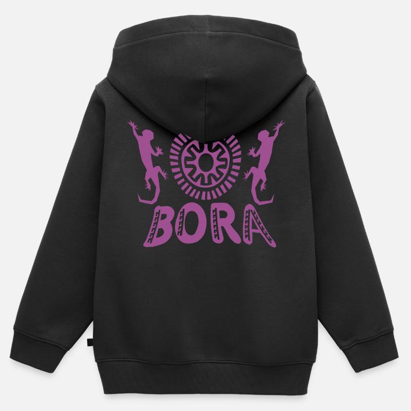 purple tattoo bora bora - Sweat Premium à capuche zippé enfant bio - noir