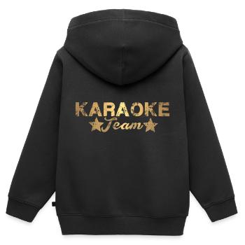 Équipe de karaoké,Karaoké,Star,Star,Star,Gold - Sweat Premium à capuche zippé enfant bio - noir - Dos - AI Model Kid Male (0cm)