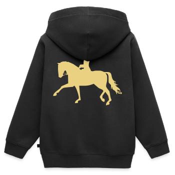 Dressurpferd - Kinder Premium Organic Zip Hoodie - Schwarz - Hinten - AI Model Kid Male (0cm)