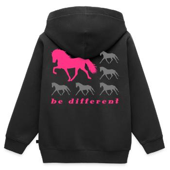 Be Different grey - Kinder Premium Organic Zip Hoodie - Schwarz - Hinten - AI Model Kid Male (0cm)