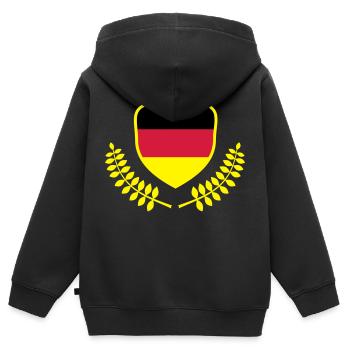 Deutschland Wappen Schild schwarz rot gold gelb - Kinder Premium Organic Zip Hoodie - Schwarz - Hinten - AI Model Kid Male (0cm)