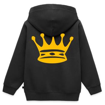 couronne jaune - Sweat Premium à capuche zippé enfant bio - noir - Dos - AI Model Kid Male (0cm)