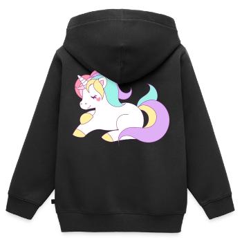 COLLECTION DOUX UNICORN KIDS - Sweat Premium à capuche zippé enfant bio - noir - Dos - AI Model Kid Male (0cm)