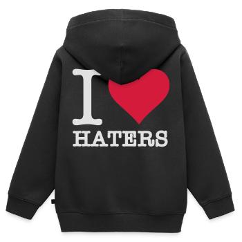 Ich liebe Hasser - Kinder Premium Organic Zip Hoodie - Schwarz - Hinten - AI Model Kid Male (0cm)