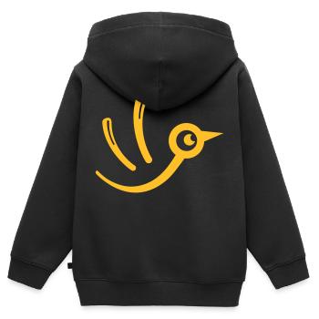 Petit oiseau - Sweat Premium à capuche zippé enfant bio - noir - Dos - AI Model Kid Male (0cm)