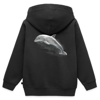 Delphin - Kinder Premium Organic Zip Hoodie - Schwarz - Hinten - AI Model Kid Male (0cm)