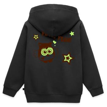 Owl - Yippie Yeah! - Sweat Premium à capuche zippé enfant bio - noir - Dos - AI Model Kid Male (0cm)