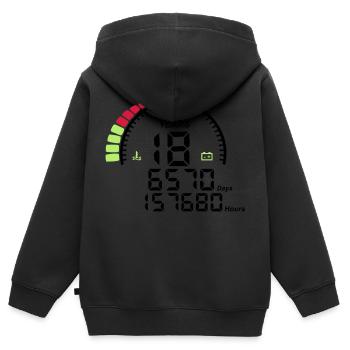 compteur anniversaire years ans 18 - Sweat Premium à capuche zippé enfant bio - noir - Dos - AI Model Kid Male (0cm)