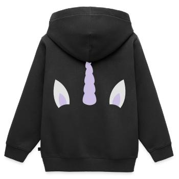 unicorn horn and ears - Kids Premium Organic Zip-up Hoodie - black - Back - AI Model Kid Male (0cm)