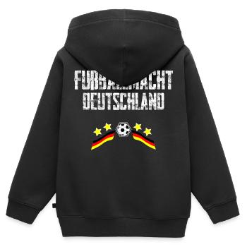 Deutschland, Fußballmacht, Fußball, Sport, Vintage - Kinder Premium Organic Zip Hoodie - Schwarz - Hinten - AI Model Kid Male (0cm)