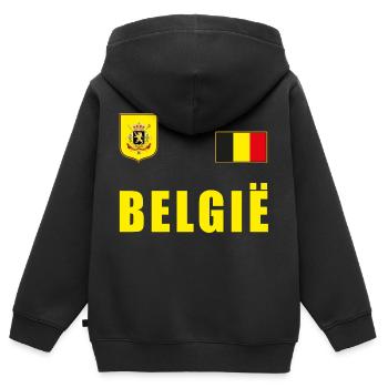 Maillot de football de Belgique Jersey Fan Fan Shirt - Sweat Premium à capuche zippé enfant bio - noir - Dos - AI Model Kid Male (0cm)