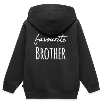 Mon frère, ma sœur préférée - Sweat Premium à capuche zippé enfant bio - noir - Dos - AI Model Kid Male (0cm)