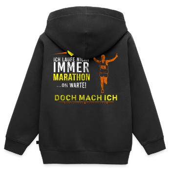 Marathon - Kinder Premium Organic Zip Hoodie - Schwarz - Hinten - AI Model Kid Male (0cm)