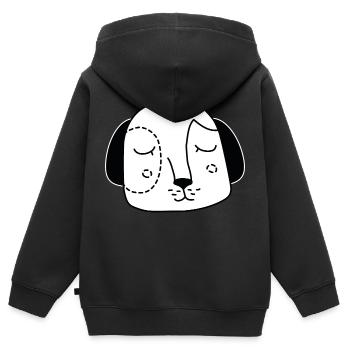 Tête de chien visage de chien - Sweat Premium à capuche zippé enfant bio - noir - Dos - AI Model Kid Male (0cm)