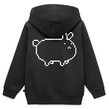 rabbit_pixel - Sweat Premium à capuche zippé enfant bio - noir - Dos - AI Model Kid Male (0cm)
