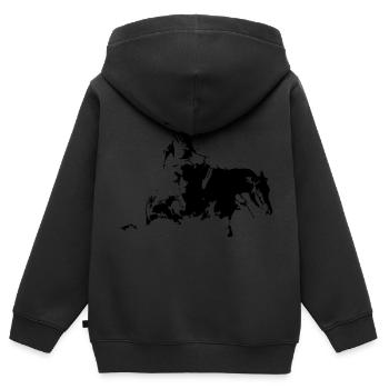Sliding Stop Silhouette Reining Westernreiten - Kinder Premium Organic Zip Hoodie - Schwarz - Hinten - AI Model Kid Male (0cm)