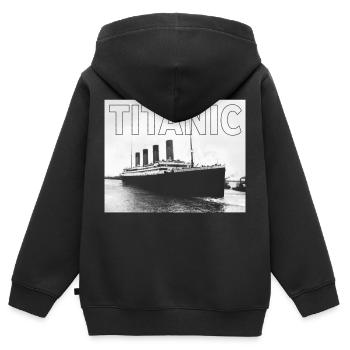 TITANIC sw - Sweat Premium à capuche zippé enfant bio - noir - Dos - AI Model Kid Male (0cm)