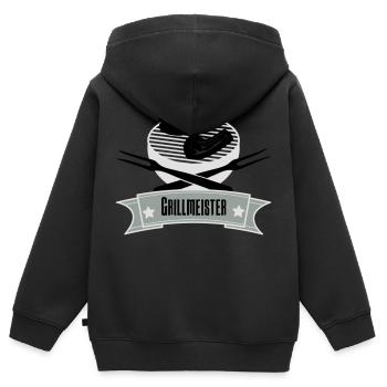 Grillmeister - Kinder Premium Organic Zip Hoodie - Schwarz - Hinten - AI Model Kid Male (0cm)