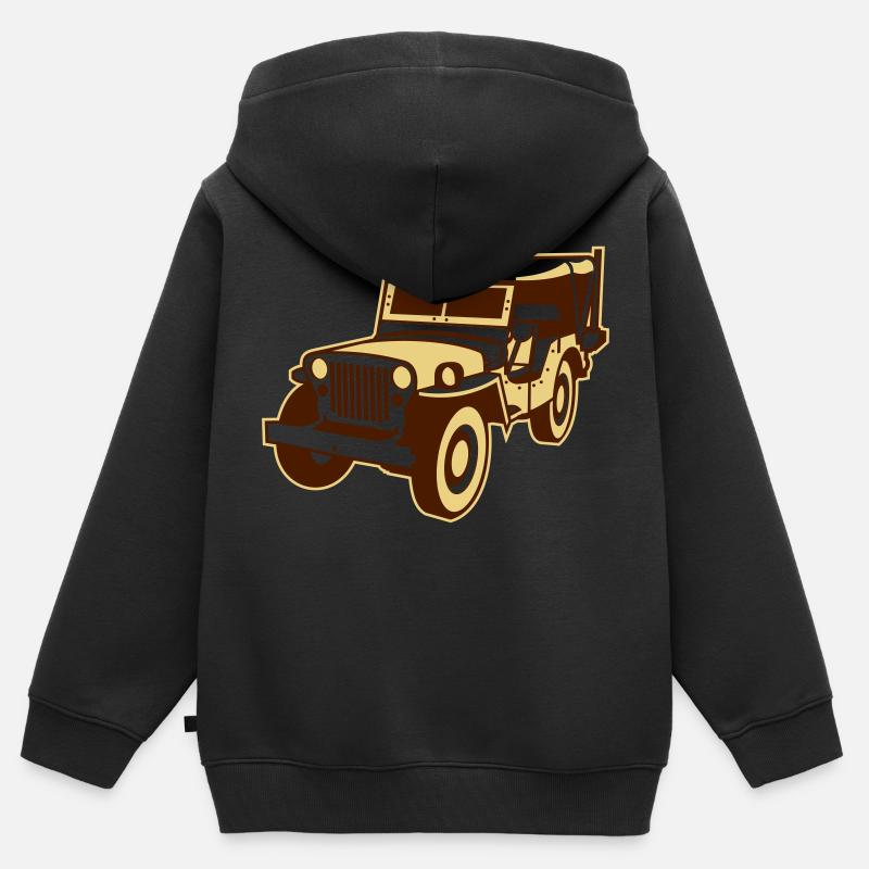 altgedienter Geländewagen - Sweat Premium à capuche zippé enfant bio - noir
