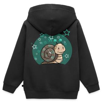 Schnecke mit Sternen - Kinder Premium Organic Zip Hoodie - Schwarz - Hinten - AI Model Kid Male (0cm)