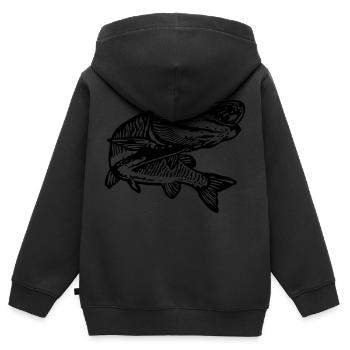 Hecht - Kinder Premium Organic Zip Hoodie - Schwarz - Hinten - AI Model Kid Male (0cm)