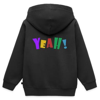 YEAH! - Kinder Premium Organic Zip Hoodie - Schwarz - Hinten - AI Model Kid Male (0cm)