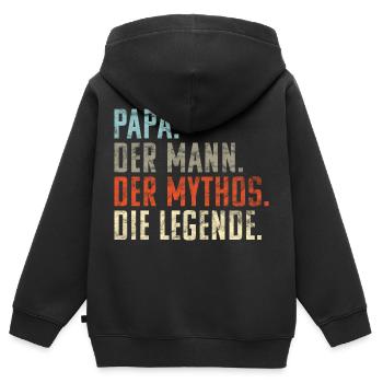 Papa. Mann. Mythos. Die Legende! Witziges Geschenk - Kinder Premium Organic Zip Hoodie - Schwarz - Hinten - AI Model Kid Male (0cm)