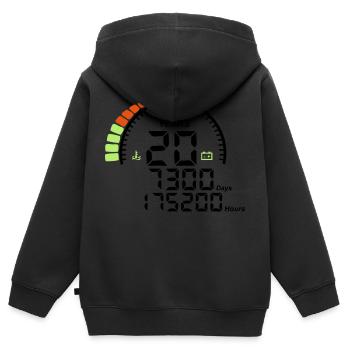 compteur anniversaire years ans 20 ans - Sweat Premium à capuche zippé enfant bio - noir - Dos - AI Model Kid Male (0cm)