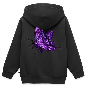 Butterfly Butterfly Violet Purple Gift - Kids Premium Organic Zip-up Hoodie - black - Back - AI Model Kid Male (0cm)