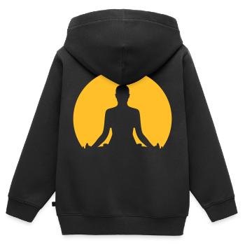 Meditation - Sweat Premium à capuche zippé enfant bio - noir - Dos - AI Model Kid Male (0cm)