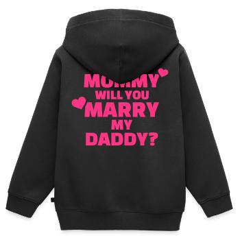 Heiratsantrag - Kinder Premium Organic Zip Hoodie - Schwarz - Hinten - AI Model Kid Male (0cm)