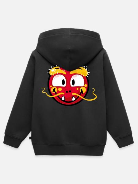 Smiley Dragon - Kinder Premium Organic Zip Hoodie - Schwarz